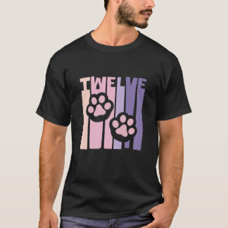 Camiseta 12 Birthday Paw Cute Dog Fan 12 Anos Para Gi