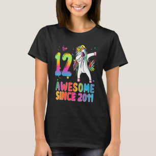 Camiseta 12 Birthday Raparigas Adolescentes Dabbing Unicorn