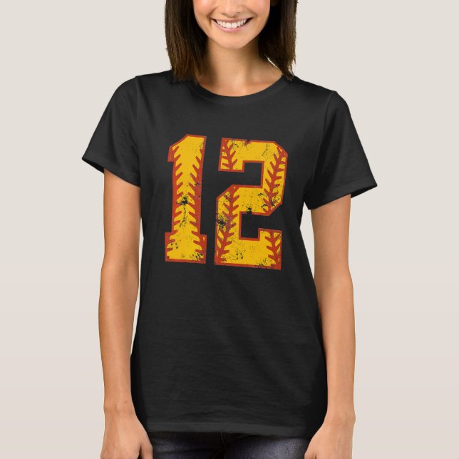 Camiseta 12 Birthday Softball Bdy, 12 Anos (Frente)
