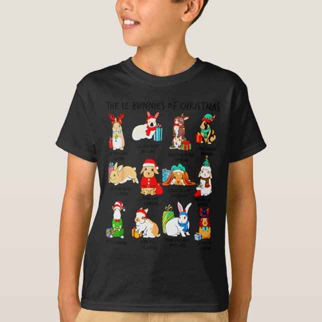 Camiseta 12 Bunny Of Christmas Bunny Rabbit Christmas Xmas  (Frente)