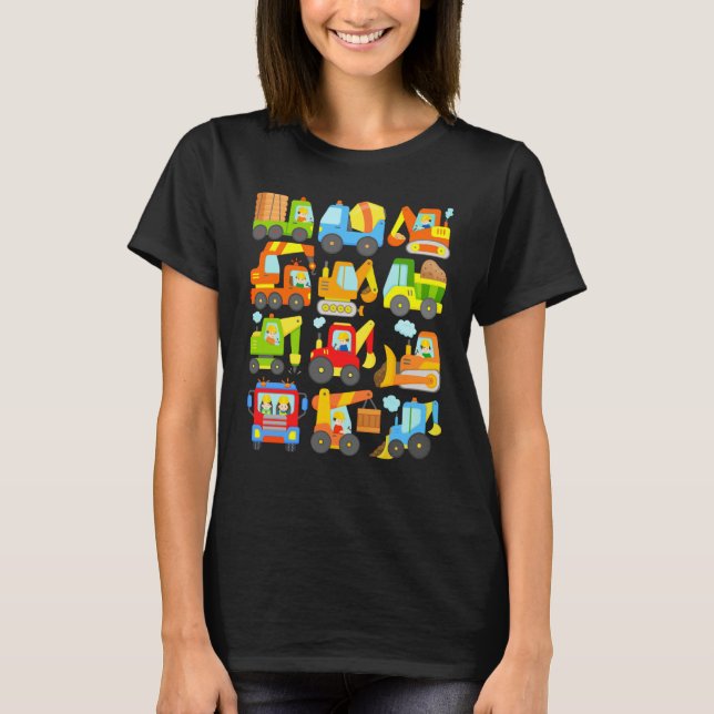 Camiseta 12 construction vehicles machinery construction si (Frente)