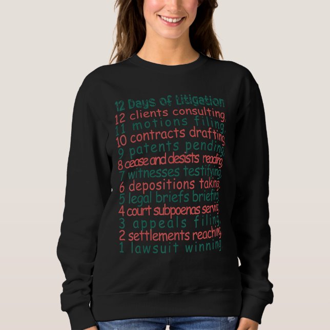 Camiseta 12 Days of Litigation Christmas Lawyer Gender Neut (Frente)
