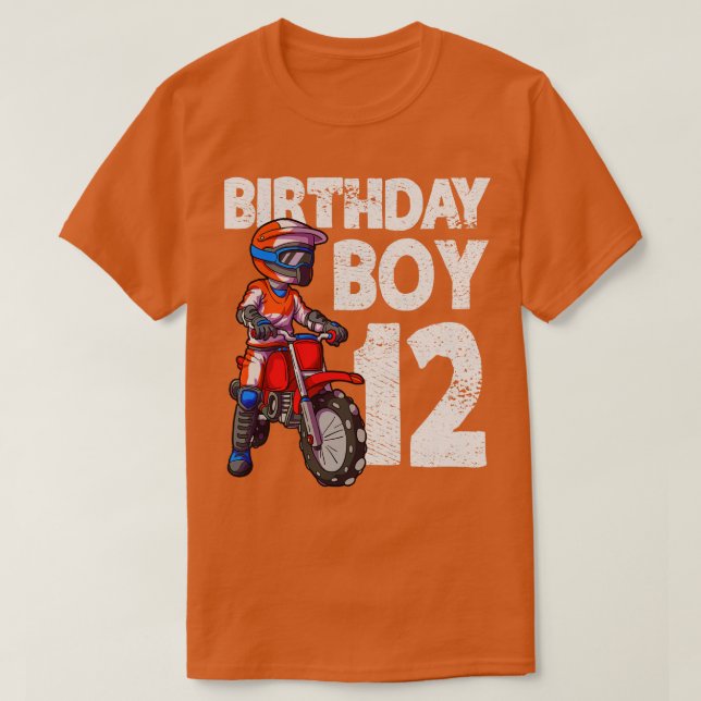 Camiseta 12 de Motocross - Bike B, 12 Anos, Nascimento MX (Frente do Design)