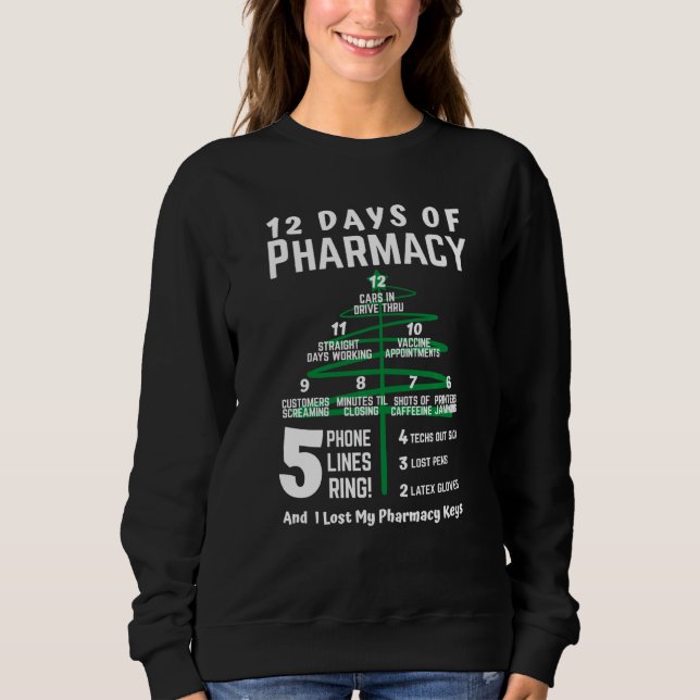 Camiseta 12 Dias De Farmacologia Farmacêutica De Árvore De  (Frente)