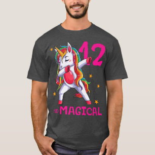 Camiseta 12 e 12 de Aniversário de Raparigas Mágicas Unicór
