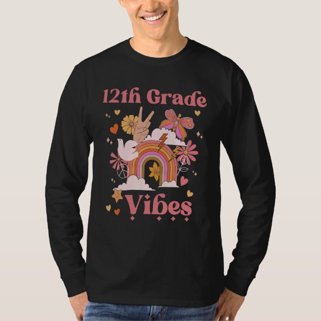Camiseta 12 Grau Vibes Escola Groovy Retro Boho Arco-Íris (Frente)