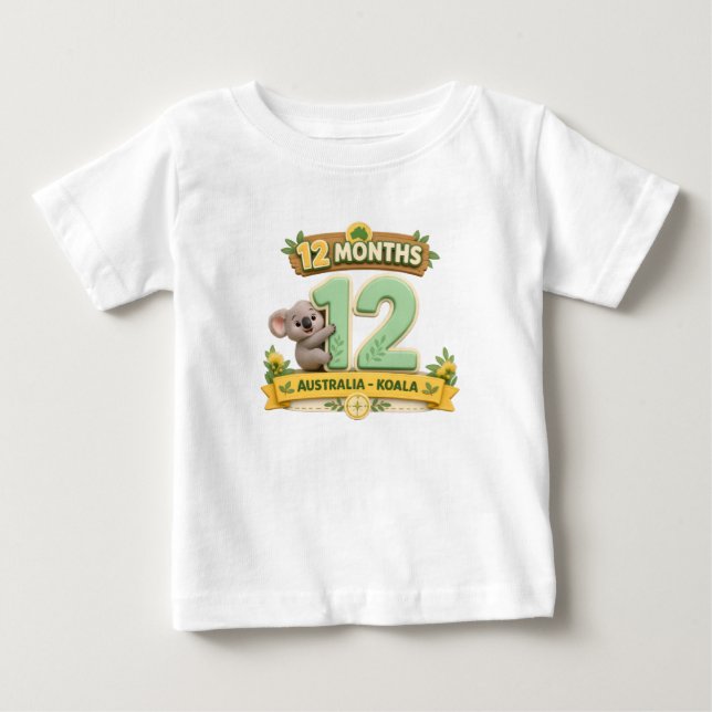 Camiseta 12 Meses Bebê Marco Primeiro Aniversário (Frente)