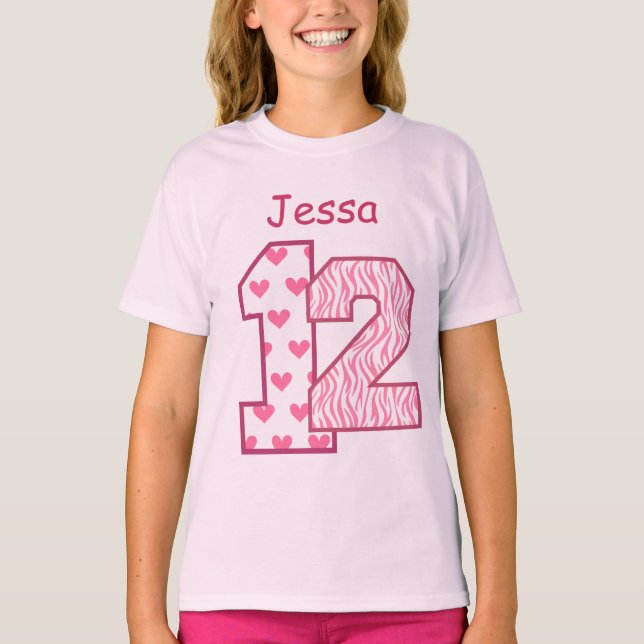 Camiseta 12o Nome feito sob encomenda V025D da zebra (Frente)