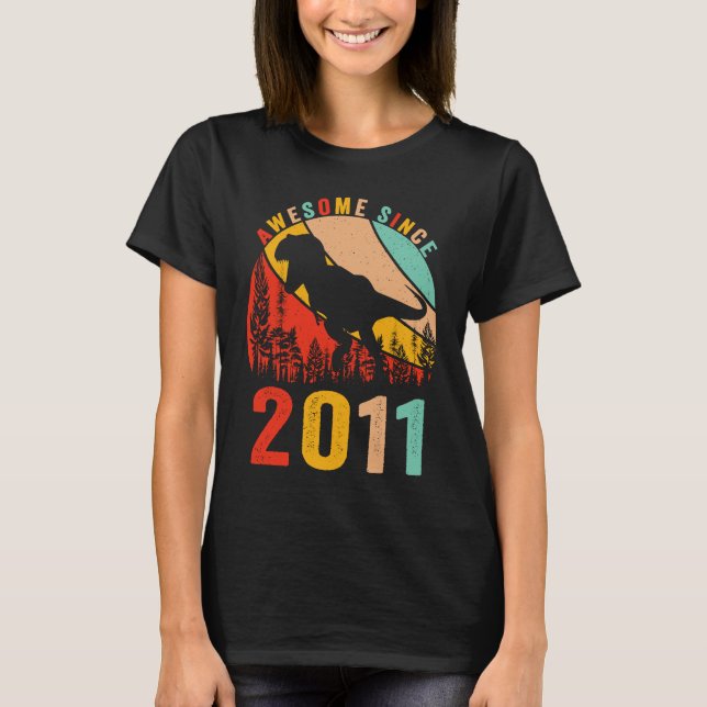 Camiseta 12th Bday Dinosaur T Rex Boys Retro Awesome Since  (Frente)