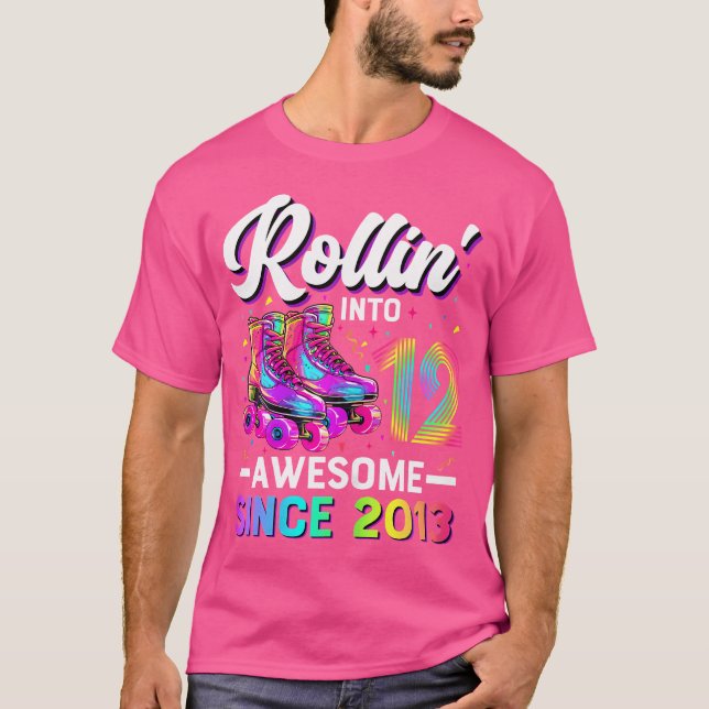 Camiseta 12Th Birthday Girl 12 Year Old Roller Skate Skatin (Frente)