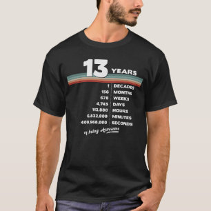 Camiseta 13º aniversário Vintage 13 anos Retro 156 meses