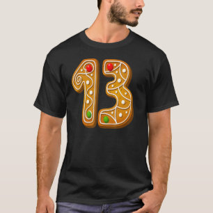Camiseta 13 Alphabet de Cookie Maiúsculo de Natal Número