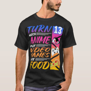 Camiseta 13 Aniversário I Manga I Gamer I 90s Kawaii Pizza