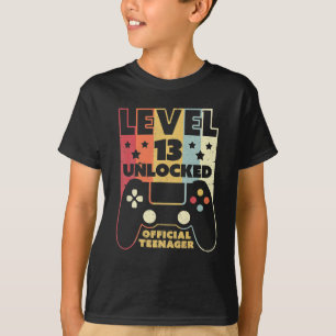 Camiseta 13 Aniversário Nível 13 Desbloqueado Adolescente O