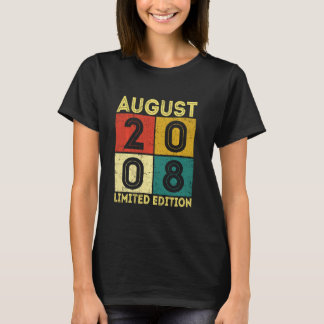 Camiseta 13 Aniversário Retro Agosto De 2008 Decorações 13