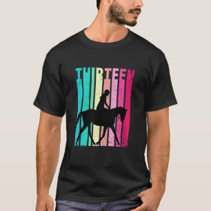 Camiseta 13 Aniversário Retro Horseback Andar 13 Anos