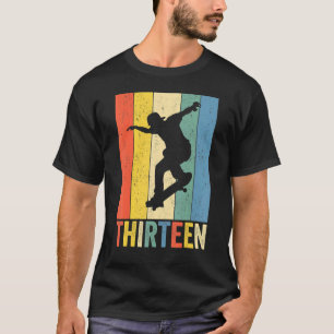 Camiseta 13 Aniversário Retro Skateboard Meninos 13