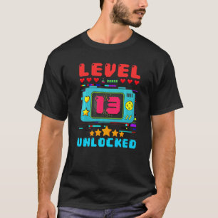 Camiseta 13 Birthday Boy Level 13 Desbloqueado Video Gamer