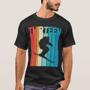 Camiseta 13 Birthday Boy Retro Ski Lover Skier 13 Anos O