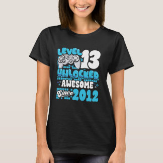 Camiseta 13 Birthday Gamer Nível 13 Anos De Idade Desbloque