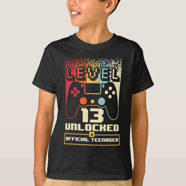 Camiseta 13 Birthday Gift Boys Nível 13 (Frente)
