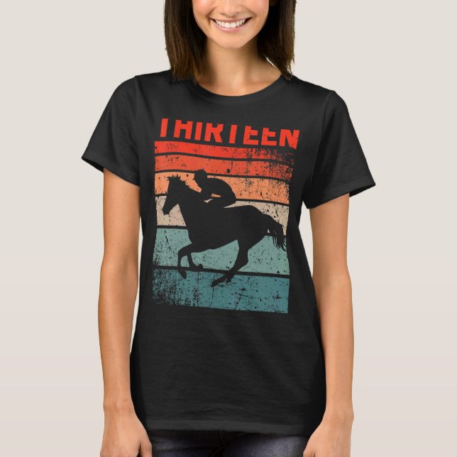 Camiseta 13 Birthday Horse Rider Fan 13 Anos Raparigas B (Frente)