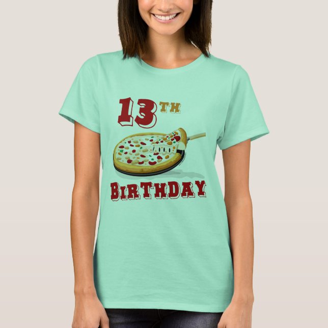 Camiseta 13 Birthday Pizza Party (Frente)