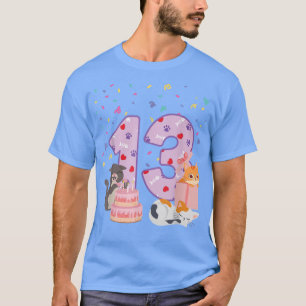 Camiseta 13 Birthday Rapariga Bonita Roupa de Gato de 13 an