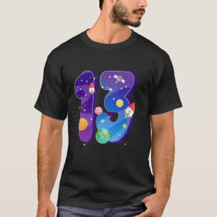Camiseta 13 Birthday Space Rocket Planet 13 Anos