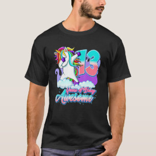 Camiseta 13 Birthday Unicorn Dabbing, 13 anos, meninas T