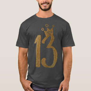 Camiseta 13 de Aniversário de 13 de Aniversário Dourado