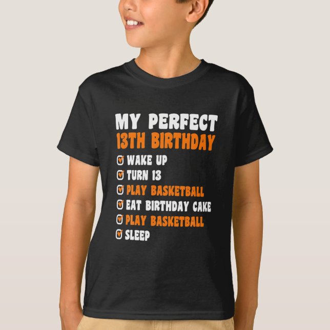 Camiseta 13 de Basquete Perfeito de 13 Anos de 13 (Frente)