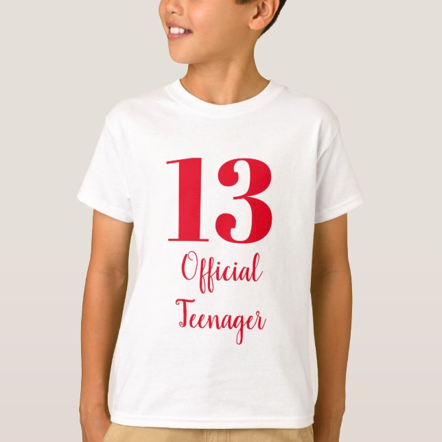 Camiseta 13 Oficial de Adolescente Aniversário Vermelho Per (Frente)