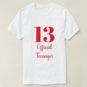 Camiseta 13 Oficial de Adolescente Aniversário Vermelho Per