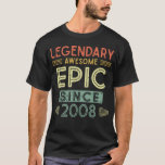 Camiseta 13th Birthday Legendary 2008<br><div class="desc">Girl Boy 13th Birthday Legendary 2008. Vintage 13 Years Old Party Birthday Son Daughter.</div>
