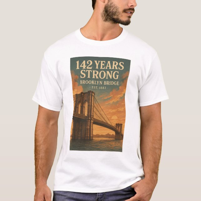 Camiseta 142 anos de força - Ponte do Brooklyn (Frente)