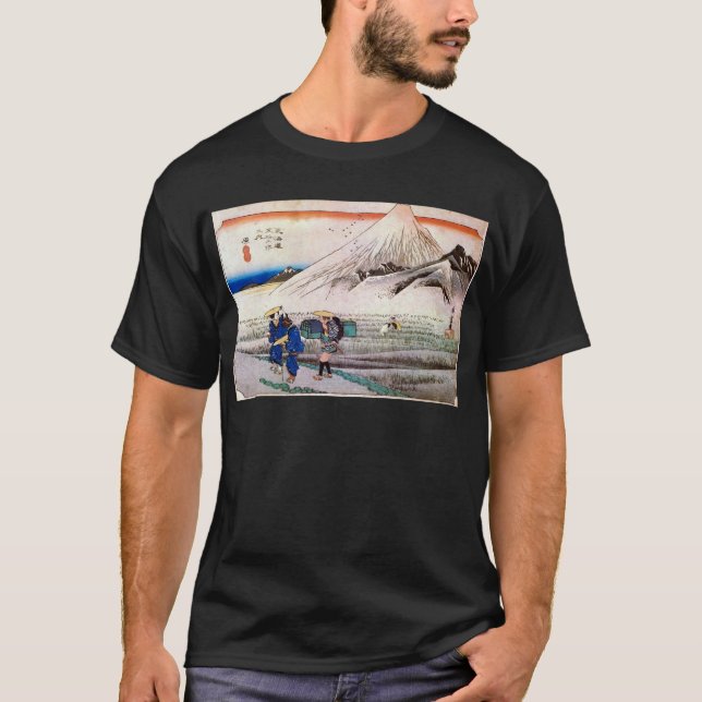 Camiseta 14. 原 宿, 広 重 Hara-juku, Hiroshige, Ukiyo-e (Frente)