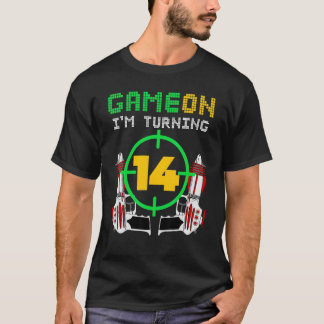 Camiseta 14 Aniversário do jogo de aniversário da etiqueta