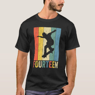 Camiseta 14 Aniversário Retro Skateboard Meninos 14
