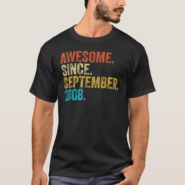 Camiseta 14 Anos De Idade Incrível Desde Setembro De 2008 1 (Frente)
