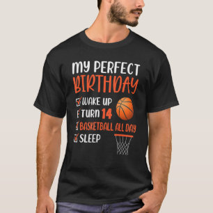 Camiseta 14 Bda, Festa de aniversário De Basquete, 14 Anos