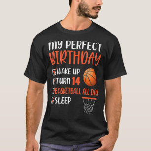 Camiseta 14 Bda, Festa de aniversário De Basquete, 14 Anos