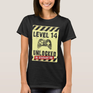 Camiseta 14 Birthday Boy Gamer LEVEL 14 DESBLOQUEADO em Qua