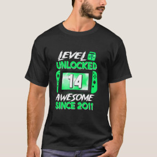 Camiseta 14 Birthday Boy Level 14 Desbloqueado Incrível 201