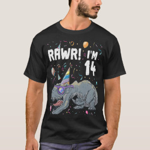 Camiseta 14 Birthday Boy Rex Dinosaur Party Dino Bday
