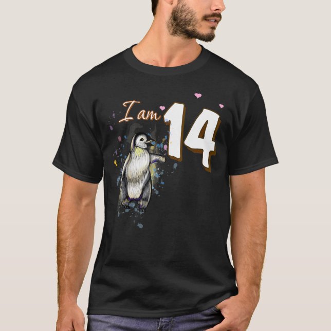 Camiseta 14 Birthday Cute Penguin Fan (Frente)