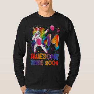 Camiseta 14 Birthday Dabbing Unicorn 14 anos Gir presente