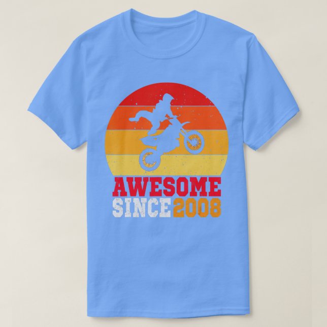 Camiseta 14 Birthday Dirt Bike De 14 Anos De Idade (Frente do Design)