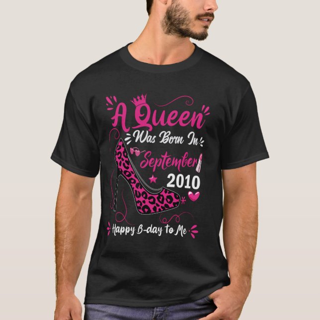 Camiseta 14 Birthday High Heel Uma Rainha Foi Nascer Em Sep (Frente)