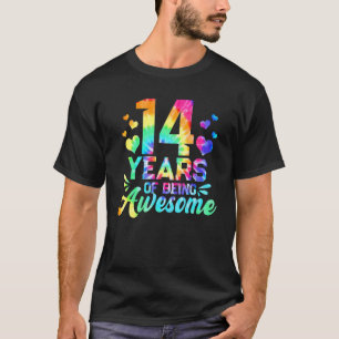 Camiseta 14 Birthday Idea Tie Dye 14 Anos De Ser Aweso